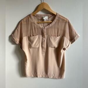 Greylin 100% Silk Blouse Top Sz Small nudę beige